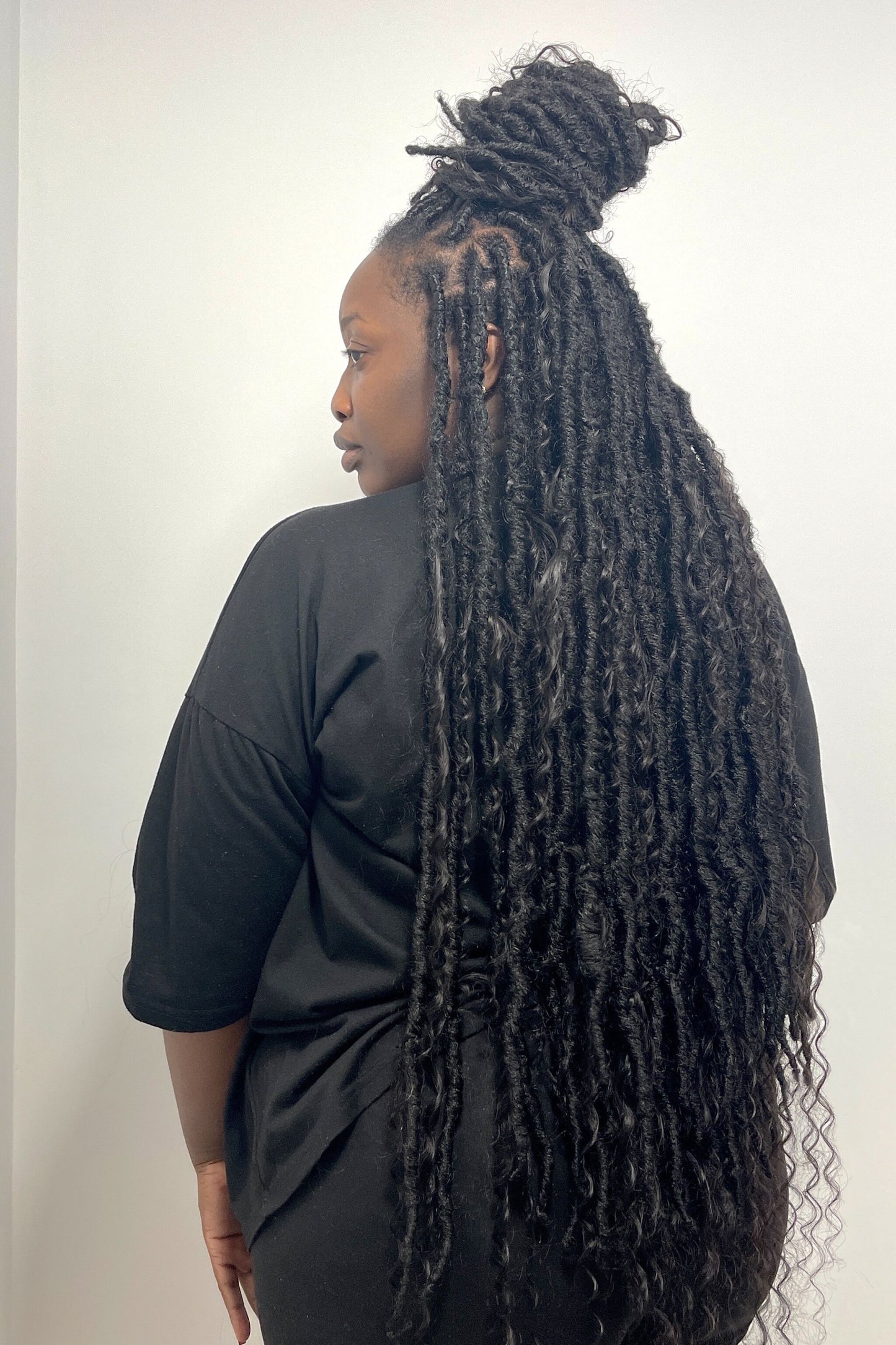 Long Boho Human Hair Locs Updo