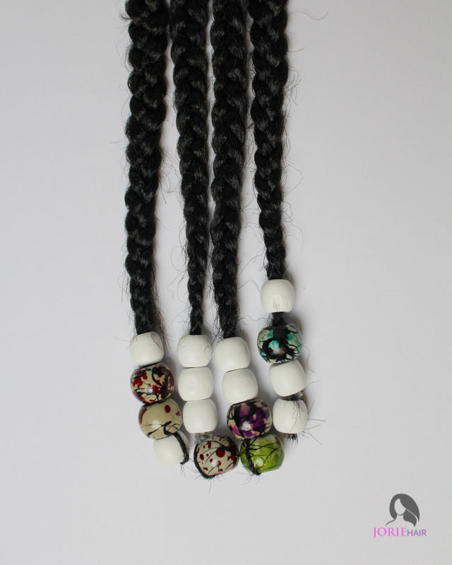 large hair beads printed white