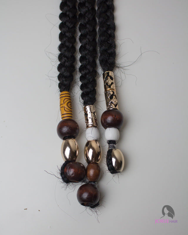 brown gold and white beads - braids and beads